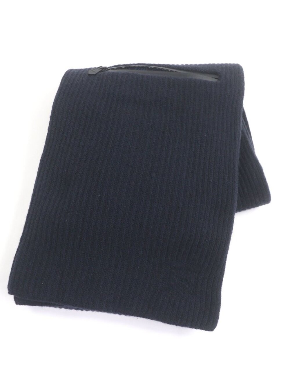Hermes Wool Cashmere H Logo City Pocket Knit Scarf Shawl Navy